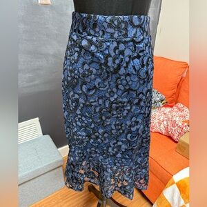Lane Bryant Black and Blue Lace Maxi Skirt